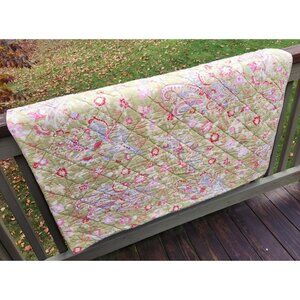 Pottery Barn Paisley Full Queen Quilt Bedspread Sage Green Stripe